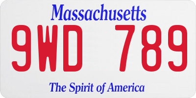 MA license plate 9WD789