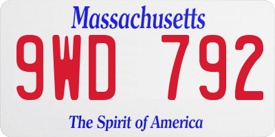 MA license plate 9WD792