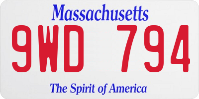 MA license plate 9WD794