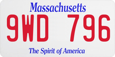 MA license plate 9WD796