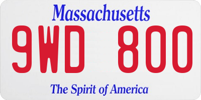 MA license plate 9WD800