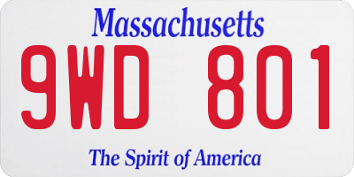 MA license plate 9WD801