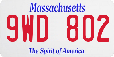 MA license plate 9WD802