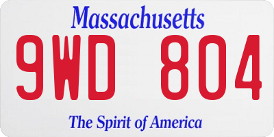 MA license plate 9WD804