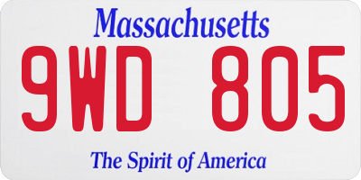 MA license plate 9WD805