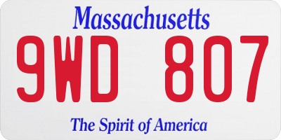 MA license plate 9WD807