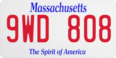 MA license plate 9WD808