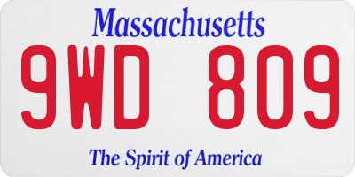 MA license plate 9WD809