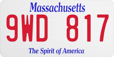 MA license plate 9WD817