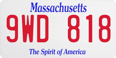 MA license plate 9WD818