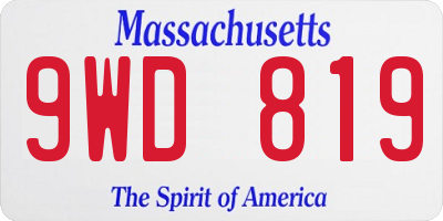 MA license plate 9WD819