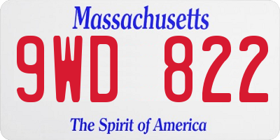 MA license plate 9WD822