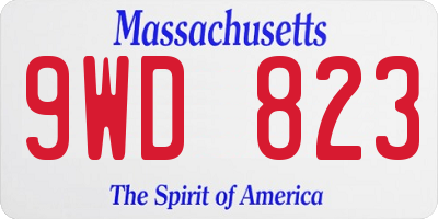 MA license plate 9WD823
