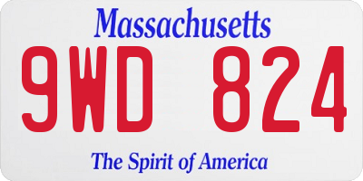 MA license plate 9WD824