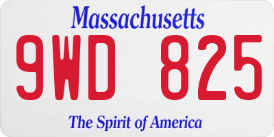 MA license plate 9WD825