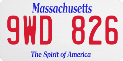 MA license plate 9WD826