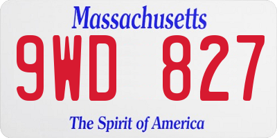 MA license plate 9WD827