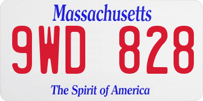 MA license plate 9WD828