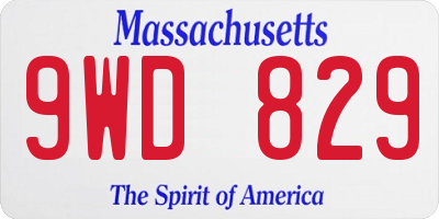 MA license plate 9WD829