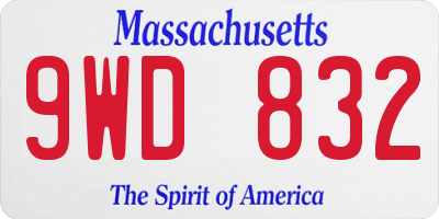 MA license plate 9WD832