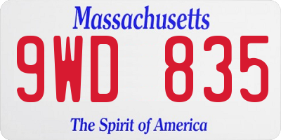 MA license plate 9WD835