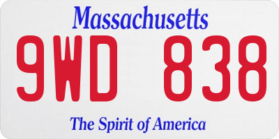 MA license plate 9WD838