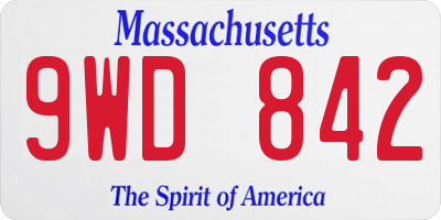 MA license plate 9WD842