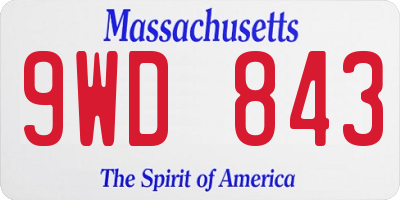MA license plate 9WD843