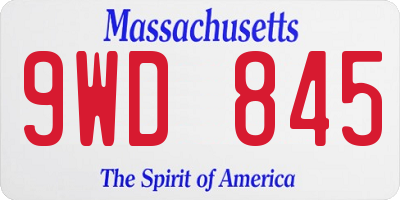 MA license plate 9WD845