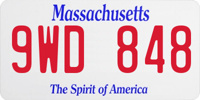 MA license plate 9WD848