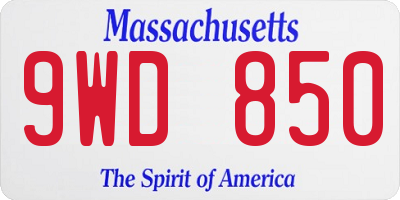MA license plate 9WD850