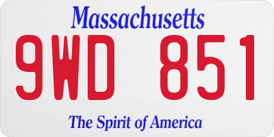 MA license plate 9WD851