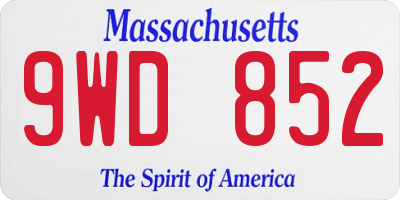 MA license plate 9WD852