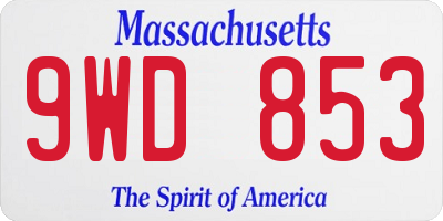 MA license plate 9WD853