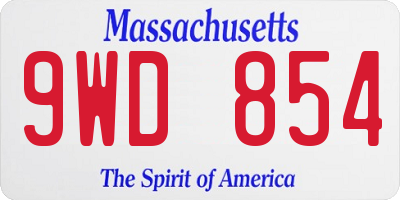 MA license plate 9WD854