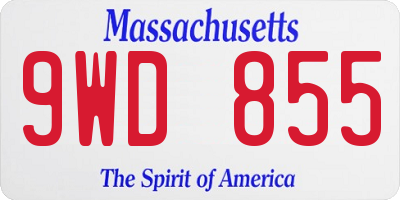 MA license plate 9WD855