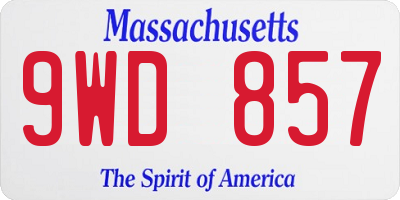 MA license plate 9WD857