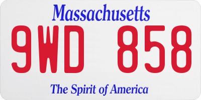MA license plate 9WD858
