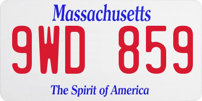 MA license plate 9WD859