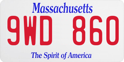 MA license plate 9WD860