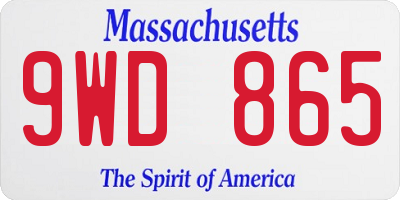 MA license plate 9WD865