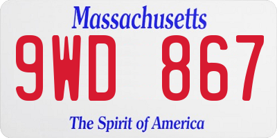 MA license plate 9WD867