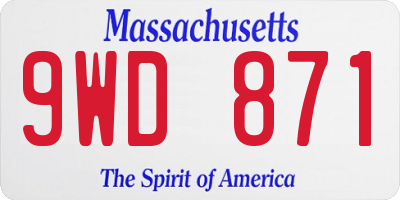 MA license plate 9WD871