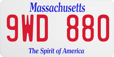 MA license plate 9WD880