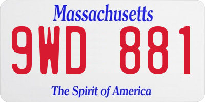 MA license plate 9WD881