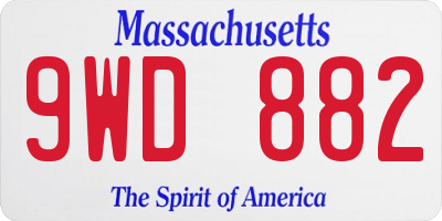 MA license plate 9WD882