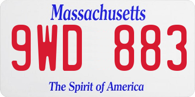 MA license plate 9WD883