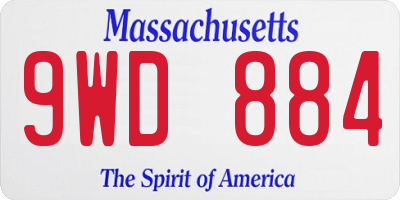 MA license plate 9WD884