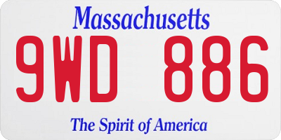 MA license plate 9WD886