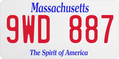 MA license plate 9WD887